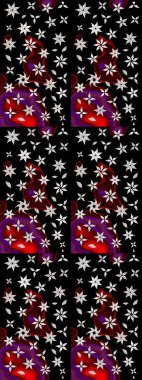 Çiçekli siyah eskiz deseni. Klasik taslak çizimi. Raster çiçek izi..