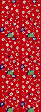 Çiçek desenli eskiz. Gömlek baskısı için çiçek boyası. Kırmızı renkte çiçekler.