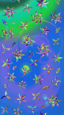 Mavi ve yeşil yapraklı yabani çiçekler. Suluboya, elle çizilmiş. Eskiz arkaplan modeli. Raster illüstrasyonu.