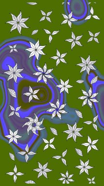 Çiçekli çiçek deseni, suluboya. Raster deseni. Süslü kumaş deseni.