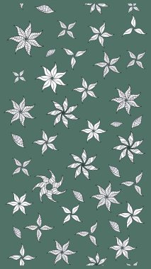 Yumuşak, bahar çiçekli arka plan. Çiçekli karalama şeklinde Raster çiçek deseni. Yeşil ve beyaz renkte çiçekler.