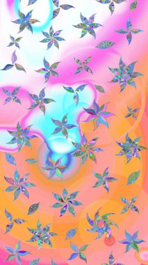 Çiçekli güzel suluboya desen. Tarafsız ve turuncu renklerde. Raster illüstrasyonu.