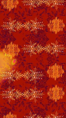 Kırmızı, turuncu ve mor renkli çiçekler suluboya stilinde. Raster illüstrasyonunda çiçek deseni çizimi.