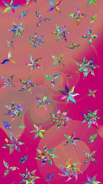 Davetiye ve kartpostal tasarımı için dekoratif çiçek unsurları. Yapraklı çizim şekli. Şirin, zarif çiçekler Raster illüstrasyonu. Poster ya da kapak için arka plan. Tekstil için figür.