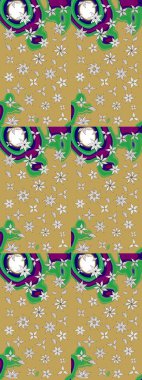 Raster illüstrasyonu. Düz Çiçek Elementleri Tasarımı. Renkli Bahar Teması eskiz kalıbı. Güzel kumaş deseni. Çiçek desenli çizim. Asya tekstil tarzında.