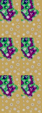 Güzel kumaş deseni. El çizimi. Raster illüstrasyonu. Çiçekler, dallar, otlar ve çiçekler.