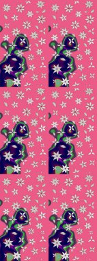 Raster illüstrasyonundaki çiçek desenli çizim. Pembe ve nötr renkte çiçekler.