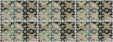 Çiçekli, pürüzsüz bir desen. Gri renklerde bahar çiçekleri. Raster çiçekleri klasik tarzda çizilmiş. Raster illüstrasyonu.