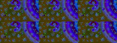 El çizimi Raster çizimi. Parlak elementlerin. Çizim çiçek deseni duvar kağıdı, web sitesi arkaplanı, paket kağıdı, davetiye, broşür, pankart veya web sitesi için kullanılabilir.