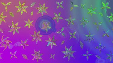 Modern çiçek arkaplanı. Moda baskıları için zarif bir şablon. Halk tarzı. Parlak renkli çiçekleri ve mor renkli yaprakları olan harika bir çiçek deseni..