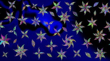 Düz Çiçek Elementleri Tasarımı. Renkli Bahar Teması eskiz kalıbı. Parlak arkaplan eskiz desenli çiçekli fantezi tasarımı.