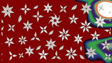 Kırmızı ve nötr renklerde çiçekler. Raster düz çiçek çizim deseni. Tasarım hediye paketi, tebrik kartları, posterler ve afiş tasarımı.