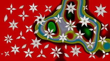 Suluboya, elle çizilmiş. Eskiz arkaplan modeli. Vadinin çiçekleri kırmızı ve nötr renklerde. Raster - stok.