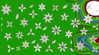 Raster illüstrasyonu. Şirin karalamalı çiçek desenli çizim. Eskiz stili yeşil ve nötr renklerde. Raster illüstrasyonu. El yapımı çiçek ve bitki koleksiyonu.