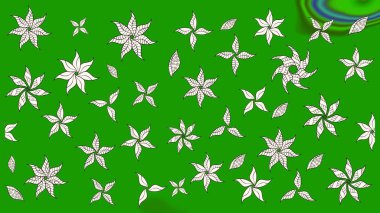 Karalama çiçekleri çizim kalıbı. Sanat insana ilham verir ve doğal bir şekilde çiçek bırakır. Raster deseni. Yeşil ve nötr el çizimi desen.