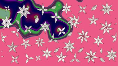 Raster illüstrasyonu. Pembe ve nötr renklerde çiçekler. Çizim çiçek deseni duvar kağıdı için kullanılabilir.