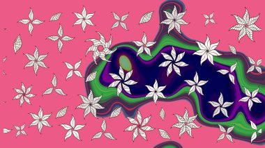 Çoklu olopink ve nötr küçük çiçekler pembe ve nötr renklerdeki komik böcekler, raster desen, illüstrasyon.