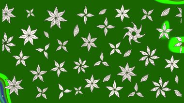 Yeşil ve nötr renklerde. Raster illüstrasyonu. Yeşil ve nötr papatyalardan oluşan yeşil ve nötr bir desen.