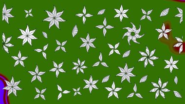 Çiçekli çizim şekli. Renkli Bahar Teması eskiz kalıbı. Yeşil ve nötr renklerde çiçekler. Düz Çiçek Elementleri Tasarımı.