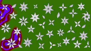 Raster çiçek desenleri çiziyor. Vadinin çiçekleri yeşil ve nötr renklerde.