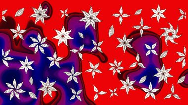 Üzerinde gelincikler ve vadi zambakları olan renkli çiçek desenli nakış deseni. Tekstil tasarımı için kırmızı ve nötr renklerde geleneksel halk çiçekleri buketi.