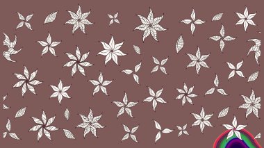 Kahverengi ve nötr renklerde etnik çiçekli zarif eskiz deseni. Raster Çiçek İllüstrasyon Şirin Tekstil.