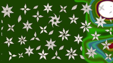 Yumuşak, yeşil ve nötr renklerde bahar çiçekleri. Çiçek ve yapraklı karalama şeklinde Raster çiçek deseni. Raster illüstrasyonu.