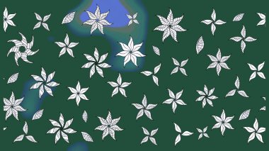 Düz Çiçek Elementleri Tasarımı. Renkli Bahar Teması eskiz kalıbı. Raster..