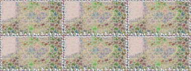 Gri ve nötr arkaplan üzerine geleneksel Raster halk dekoru. Sevimli moda kelebekler.