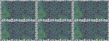 Raster illüstrasyonu. Doğadaki güzellik. Suluboya stilinde uçan kelebeklerin kusursuz deseni. Kumaş, Tekstil, Baskı ve Davetiye için arka plan. Mavi ve yeşil renkler üzerine resim.