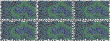 Raster illüstrasyonu. Mavi ve yeşil arka planda kelebek deseni var. Kumaş, Tekstil, Yazdırma ve Davetiye için arkaplan.