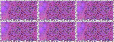 Raster Kelebekleri deseni. Soyut, pürüzsüz bir arkaplan. Güzel bir kumaş tasarımı. Mor ve mor renkler üzerine resim.