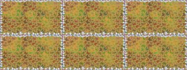 Raster. Duvar kağıtları, web sayfası geçmişi, yüzey dokuları, tekstil için mükemmel. Sarı ve kahverengi renklerde kusursuz çiçek desenli arka plan. Resimler tropikal kelebeklerle birlikte.