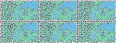 Raster illüstrasyonu. Renkli kelebeklerin kusursuz arka planı. Giysi tasarımı için mavi ve nötr arkaplan üzerine dekorasyon.