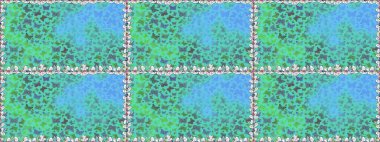 Kumaş, tekstil, baskı ve davetiye için arka plan. Kusursuz desen. Raster illüstrasyonu. Yeşil ve mavi renkte güzel renkli kelebekler..