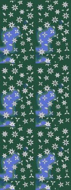 Üzerinde gelincikler ve vadi zambakları olan renkli çiçek desenli nakış deseni. Tekstil tasarımı için yeşil renkli geleneksel halk çiçekleri buketi.