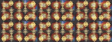 Raster illüstrasyonu. Kahverengi, gri ve sarı renklerdeki kar tanelerinden oluşan kış deseni. Düz yatıyordu. Kış konsepti.