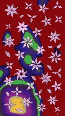 Suluboya tarzında kırmızı renkte çiçekler. Kırmızı renkte çiçeklerle birlikte çiçek deseni çiz..