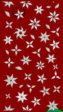 Raster illüstrasyonu. Çiçek desenli çizim. Kırmızı renkte Asyalı tekstil.