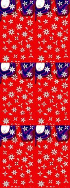 3D çiçekler, eskiz. Kırmızı renklerde. Raster illüstrasyonu.