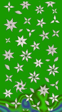 Yeşil renklerde. Raster illüstrasyonu. Yeşil renkte yeşil papatya deseni.