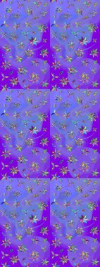 Moda arka planında parlak buketler. Kumaş, duvar kağıdı ve kağıt üzerine baskı yapmak için gelişen arka plan. Eski usul küçük çiçekli şirin bir eskiz deseni. Raster illüstrasyonu.