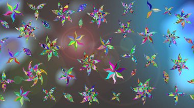 Çiçekli karalama şeklinde Raster çiçek deseni. Mavi ve gri renkte çiçekler. Nazikçe, güzel çiçek arkaplanı..