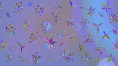 Çiçekli zambakların eskiz geçmişi. Çiçek tasarımı için inanılmaz bir kolaj cenneti tarzı. Parlak çiçekli kolaj çiçekleri mor ve mavi.