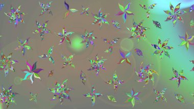 Renkli grunge, soyut arkaplanı kolonya ve bej çiçekleriyle süslüyor. Nakış desenli çiçek deseni. İzler, kumaş, duvar kağıtları, tekstil için raster dokusu.