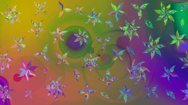 Yeşil ve kahverengi renkli çiçekler. Elle boyanmış suluboya resim çizimi çiçekler ve bitkiler.