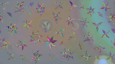 Gri ve bej renklerde bahar çiçekleri. Raster illüstrasyonu. Raster çiçek desenli ve çiçekli..