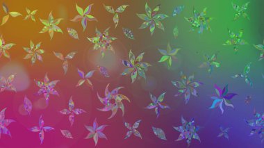 Kahverengi ve mor renkli çiçekler. Raster illüstrasyonundaki çiçek desenli çizim. Düz Çiçek Elementleri Tasarımı. Renkli Bahar Teması çizim şablonu.