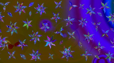 Yumuşak, bahar çiçekli arka plan. Kahverengi ve mor renkli çiçekler. Raster çiçek desenli ve çiçekli..