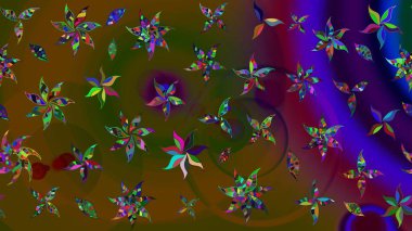 Modern stil dokusu. Çiçek desenli raster, kahverengi ve yeşil çizgi grafik deseni soyut raster arkaplan.